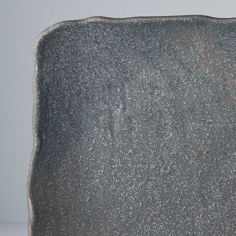 Premium Rectangular Ceramic Platter – Grey Stone Slab Glaze 35 x 20cm