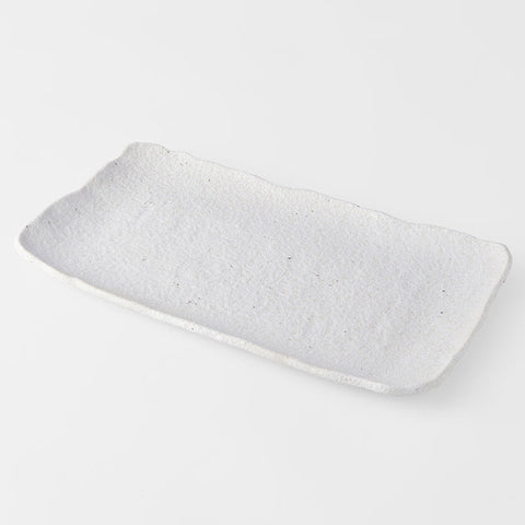 Premium 35cm Shell White Glaze Rectangular Ceramic Platter Dishwasher Microwave Safe
