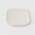 Premium 19cm Shell White Glaze Square Ceramic Plate Microwave Safe