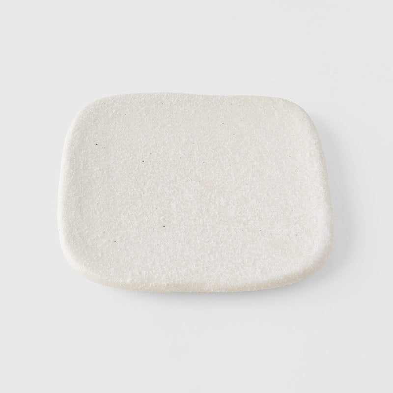 Premium 19cm Shell White Glaze Square Ceramic Plate Microwave Safe