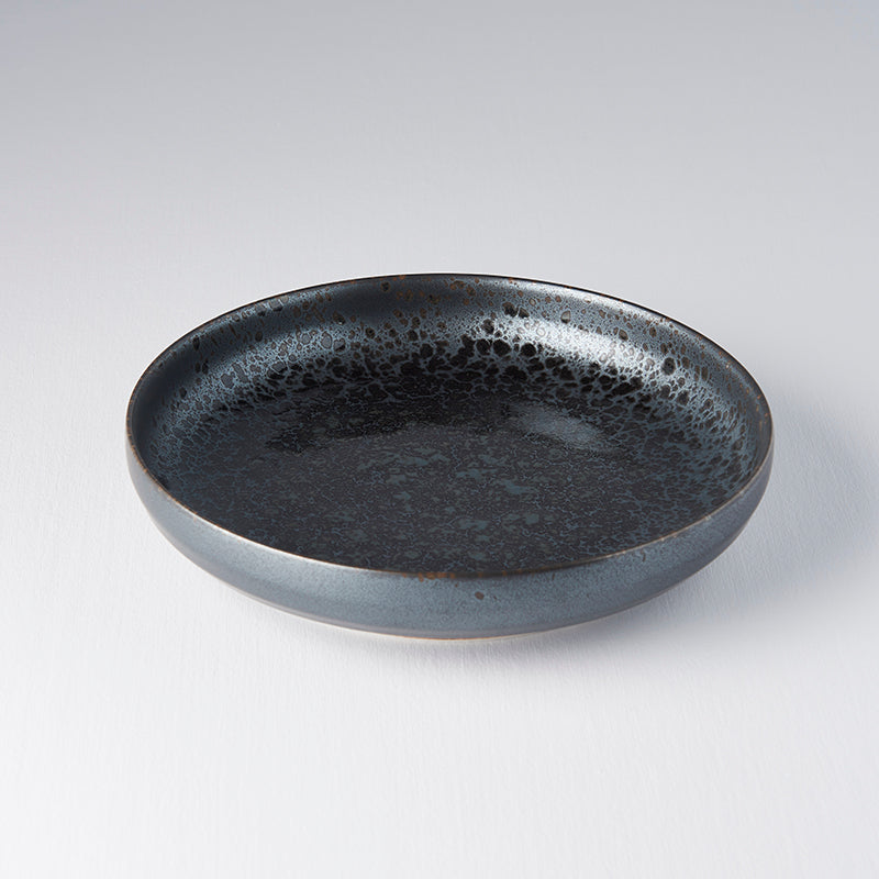 Premium High Rim Ceramic Plate – Black Pearl Glaze 22cm