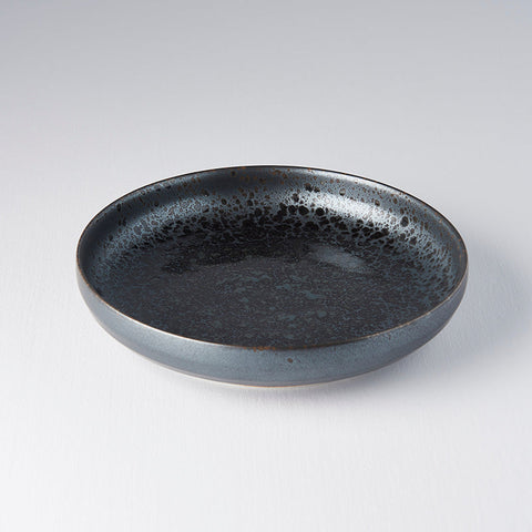 Premium High Rim Ceramic Plate – Black Pearl Glaze 22cm