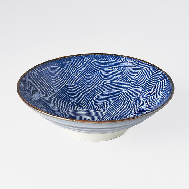 Premium Ramen Bowl – Blue Traditional Wave Design 24.5cm, 900ml