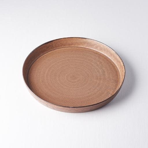 Premium 25cm Toffee Glaze High Rim Ceramic Plate Dishwasher Microwave Safe