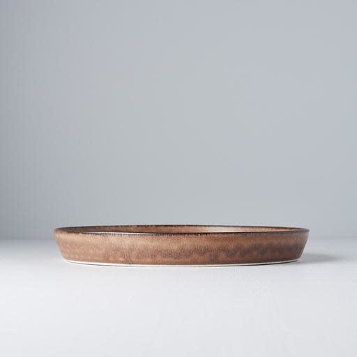 Premium 25cm Toffee Glaze High Rim Ceramic Plate Dishwasher Microwave Safe