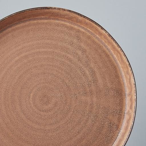 Premium 25cm Toffee Glaze High Rim Ceramic Plate Dishwasher Microwave Safe