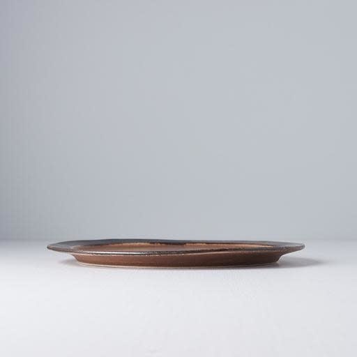 Premium 25.5cm Toffee Glaze Organic Flat Ceramic Plate Dishwasher Microwave Safe