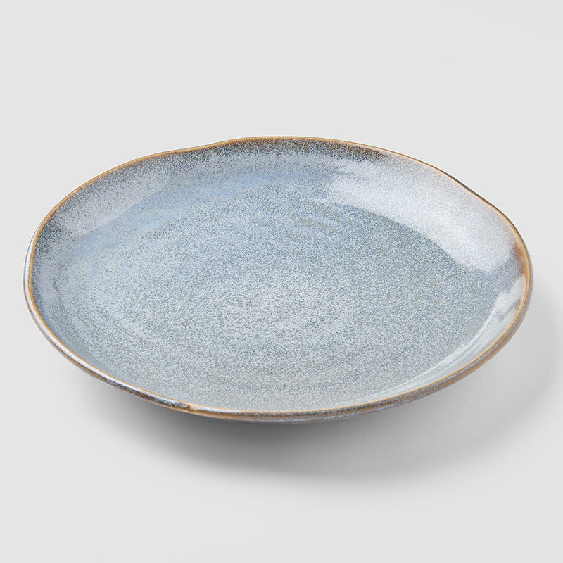 Premium 23cm Steel Grey Glaze Organic Ceramic Plate Dishwasher Microwave Safe