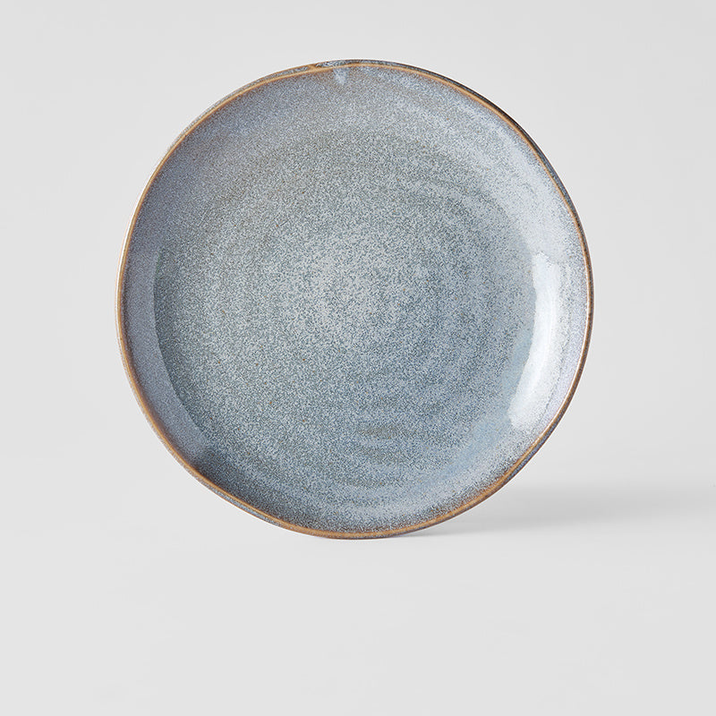 Premium 23cm Steel Grey Glaze Organic Ceramic Plate Dishwasher Microwave Safe