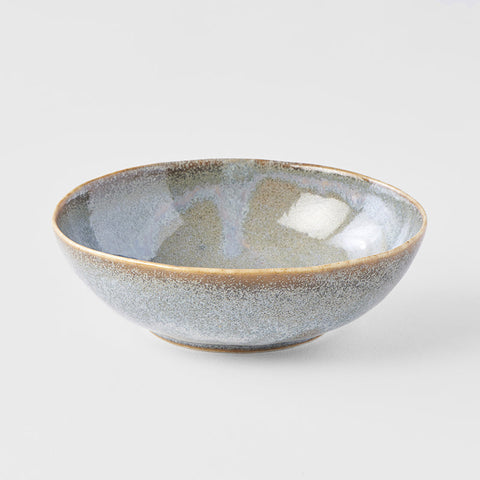 Premium Oval Ceramic Bowl – Steel Grey Glaze 14 x 12.5cm, 200ml