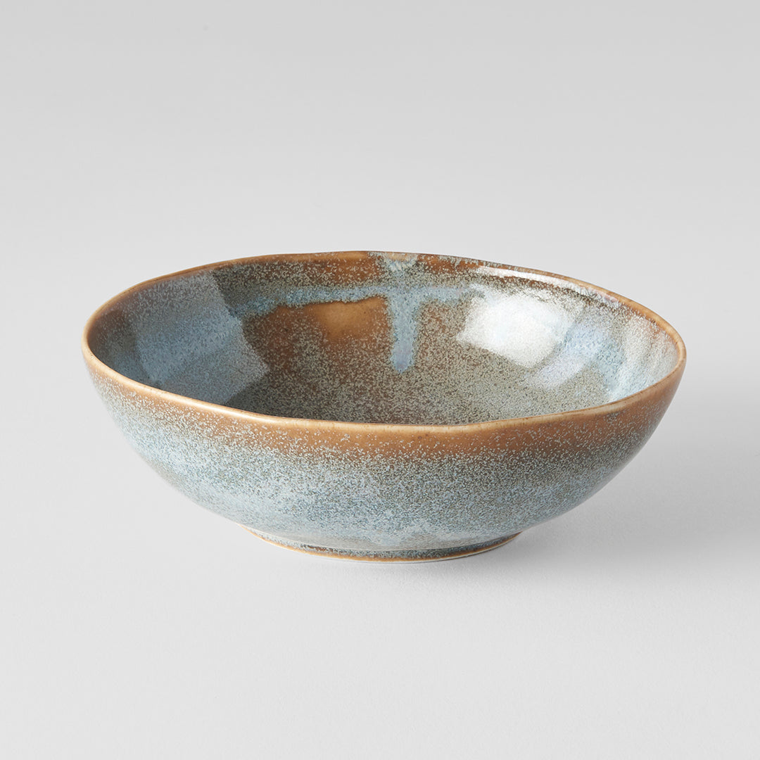 Premium Oval Ceramic Bowl – Steel Grey Glaze 14 x 12.5cm, 200ml