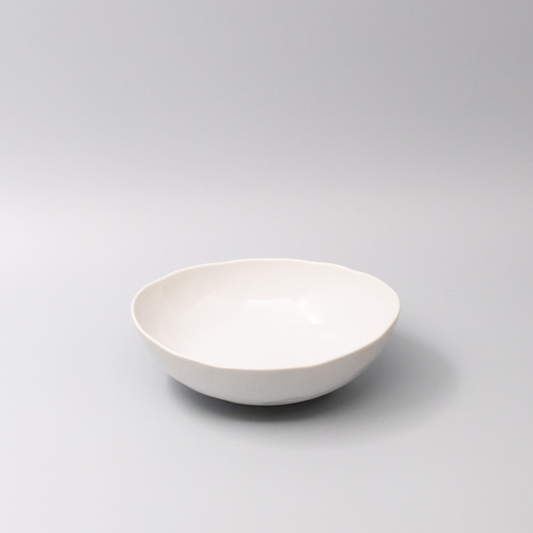 Premium 20cm Parchment White Glaze Oval Ceramic Bowl 600ml