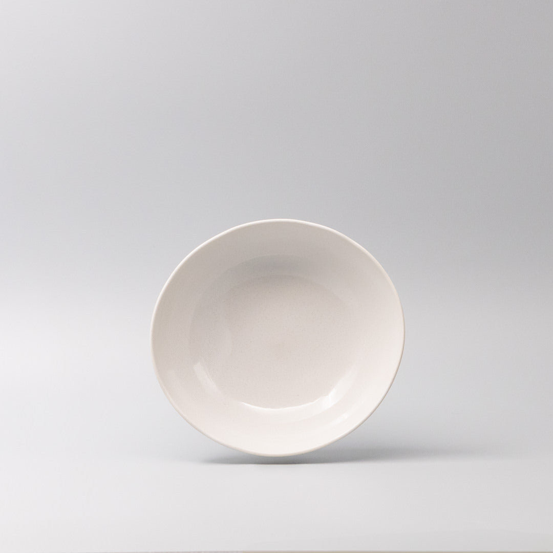 Premium 20cm Parchment White Glaze Oval Ceramic Bowl 600ml