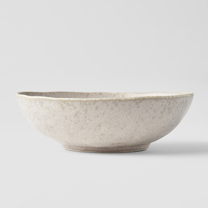 Premium Oval Bowl – Beige White Fade Glaze 16.5 x 15cm, 300ml