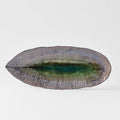Premium Leaf Shape Ceramic Plate – Midori Ridge Glaze 32.5 x 13.5cm