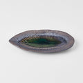 Premium Leaf Shape Ceramic Plate – Midori Ridge Glaze 21.5 x 10.5cm