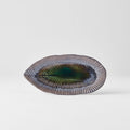 Premium Leaf Shape Ceramic Plate – Midori Ridge Glaze 21.5 x 10.5cm
