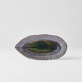 Premium Leaf Shape Ceramic Plate – Midori Ridge Glaze 21.5 x 10.5cm