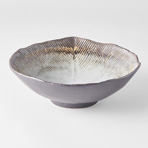 Premium Irregular Ceramic Bowl – Akane Grey Glaze 22cm