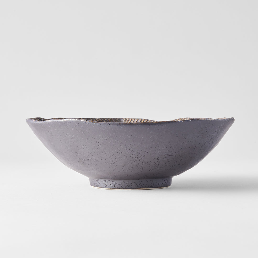 Premium Irregular Ceramic Bowl – Akane Grey Glaze 22cm