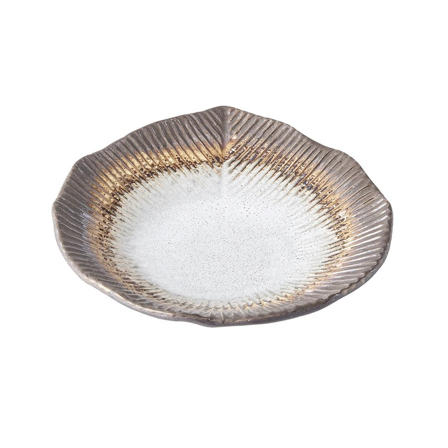 Premium Leaf Shape Plate – Akane Grey Glaze Ceramic Plate 16cm