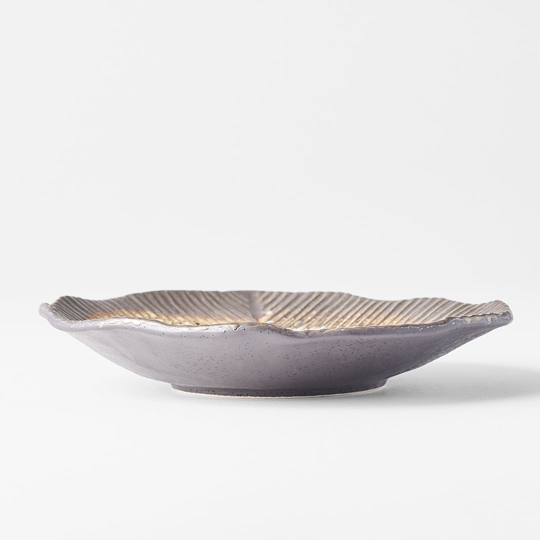 Premium Leaf Shape Plate – Akane Grey Glaze Ceramic Plate 16cm