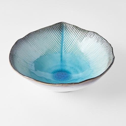 Premium Leaf Shape Bowl – Light Blue Sky Blue Glaze 24cm