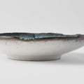 Premium 25cm Sky Blue Glaze Leaf Shape Shallow Ceramic Bowl Dishwasher Safe