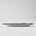 Premium Leaf Shape Ceramic Plate – Sky Blue Glaze 32.5 x 13.5cm
