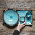 Premium Leaf Shape Plate – Light Blue Sky Blue Glaze 21cm
