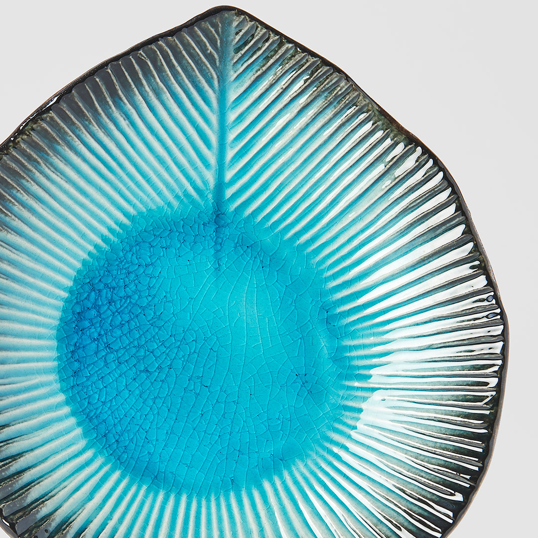 Premium Leaf Shape Plate – Sky Blue Glaze 15.5cm