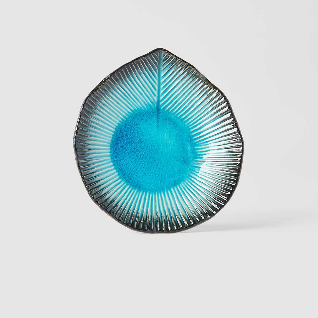 Premium Leaf Shape Plate – Sky Blue Glaze 15.5cm