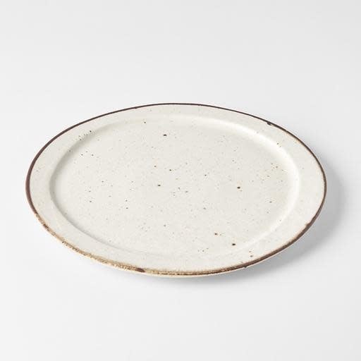 Premium Organic Flat Plate – White Piro Piro Glaze 25.5cm