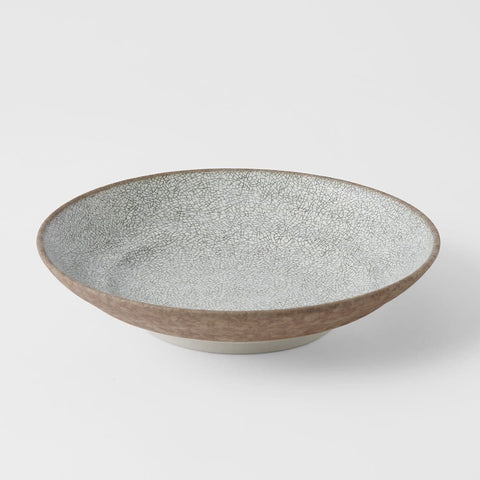 Pasta Bowl Flat 23cm Crazed Grey Glaze - SuperSaverAU - view 1