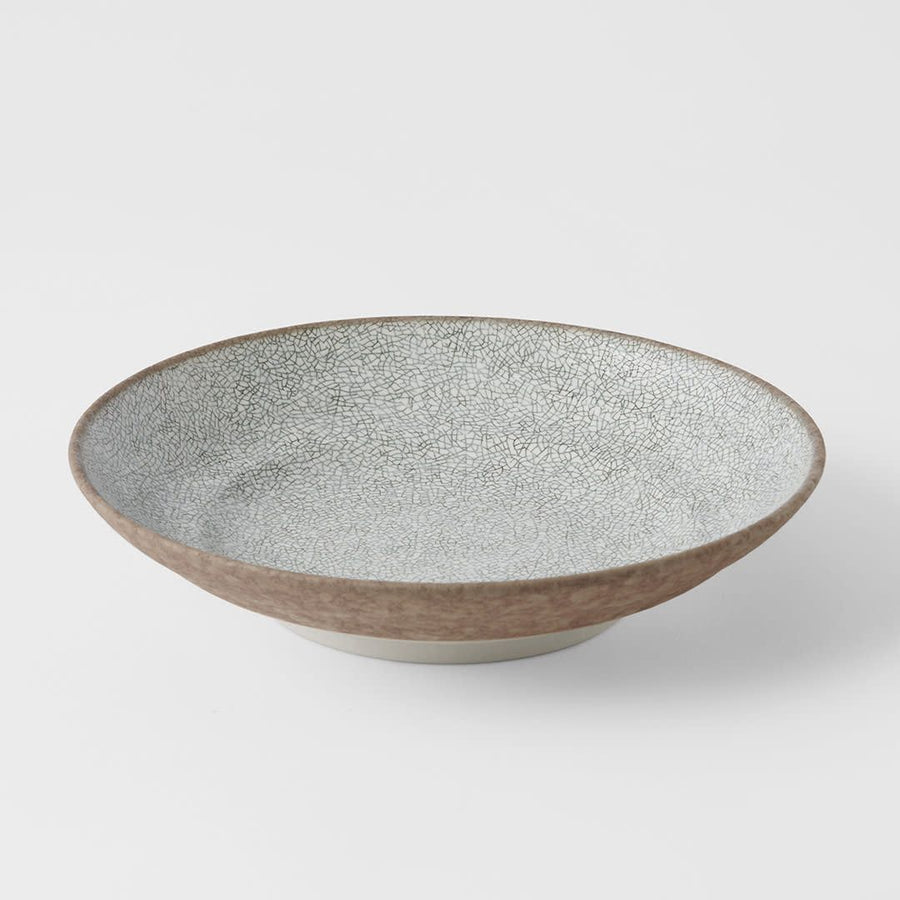 Pasta Bowl Flat 23cm Crazed Grey Glaze - SuperSaverAU - view 1