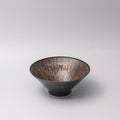 Premium Ceramic V-Shaped Bowl – Bronze Converging Line Glaze 19cm