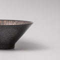 Premium Ceramic V-Shaped Bowl – Bronze Converging Line Glaze 19cm