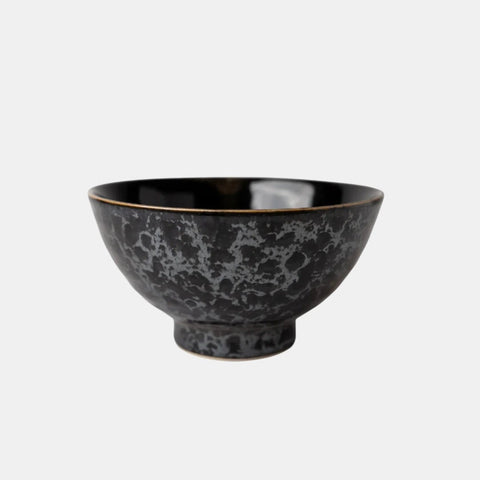 Premium 18cm Black Meteor Glaze Ceramic Bowl 800ml Dishwasher Microwave Safe