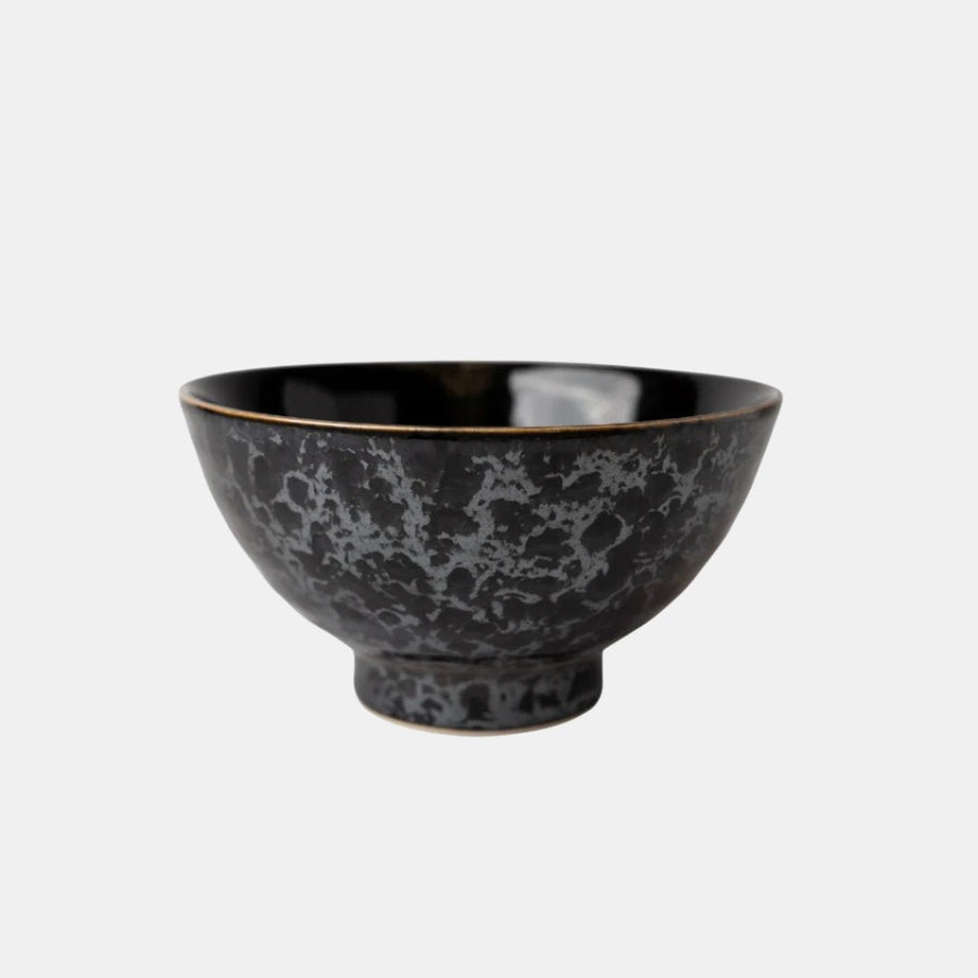 Premium 18cm Black Meteor Glaze Ceramic Bowl 800ml Dishwasher Microwave Safe
