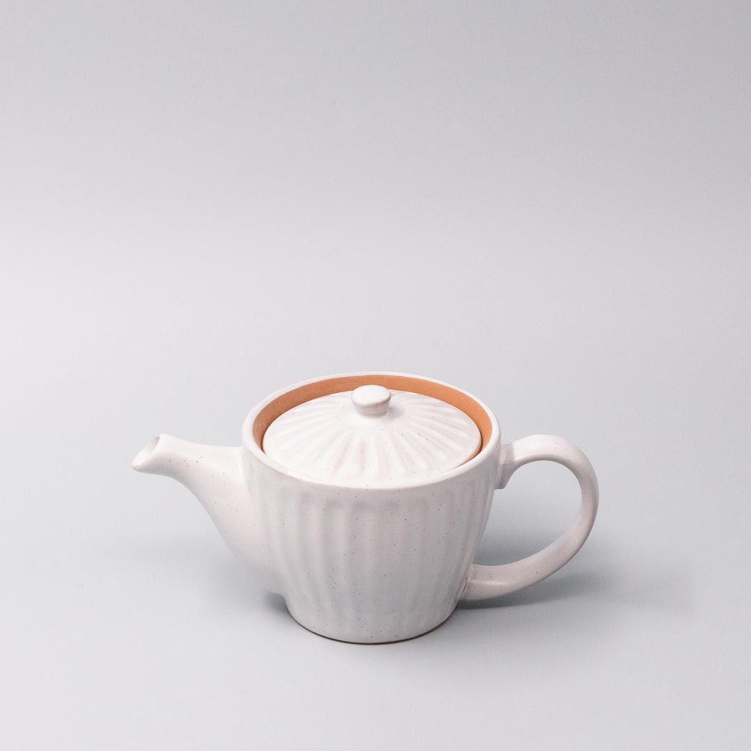 Premium 480ml Speckled White Ridge Glaze Ceramic Teapot Japanese Tea Pot