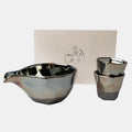 Premium Sake Set – Black Faceted Ink Glaze 7.5cm