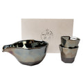 Premium Sake Set – Black Faceted Ink Glaze 7.5cm