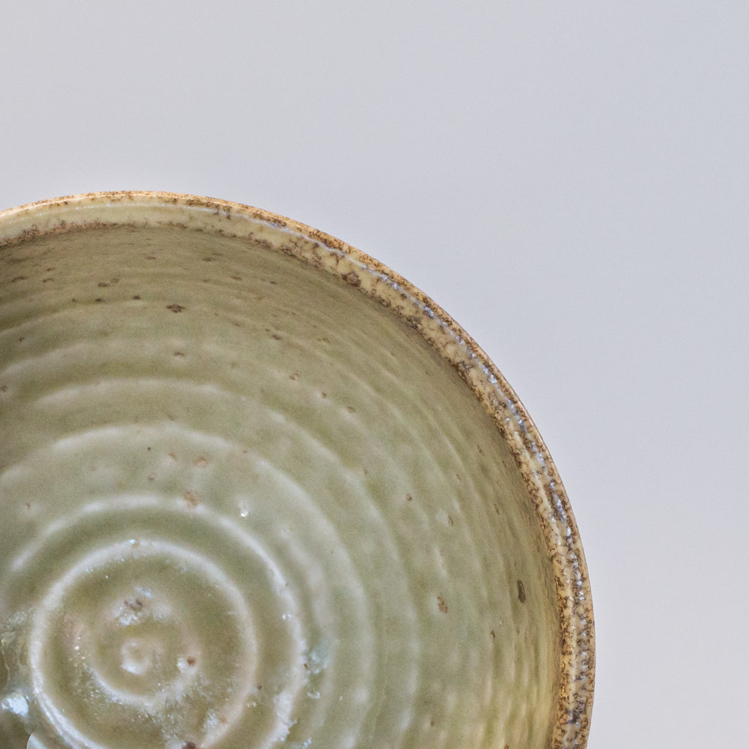 Premium Ceramic Udon Bowl – Beige Artichoke Glaze 17cm