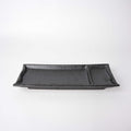 Premium 25cm Black Bamboo Glaze Sashimi Plate with Inbuilt Sauce Dish