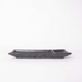 Premium 25cm Black Bamboo Glaze Sashimi Plate with Inbuilt Sauce Dish
