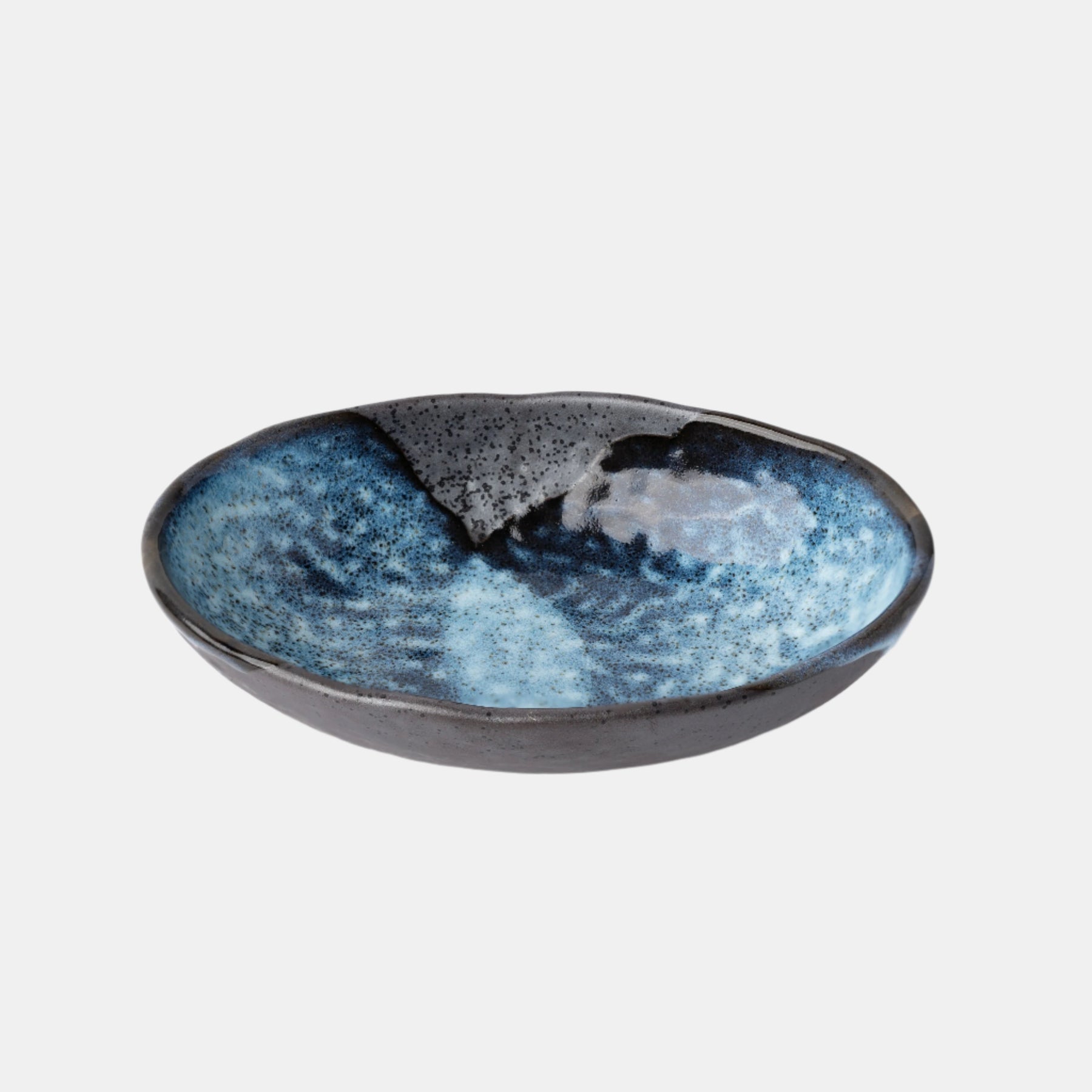 Premium Organic Oval Bowl – Light Brown Storm Glaze 19cm