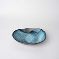 Premium Organic Shallow Bowl – Storm Glaze Sapphire Blue 18.5 x 15cm