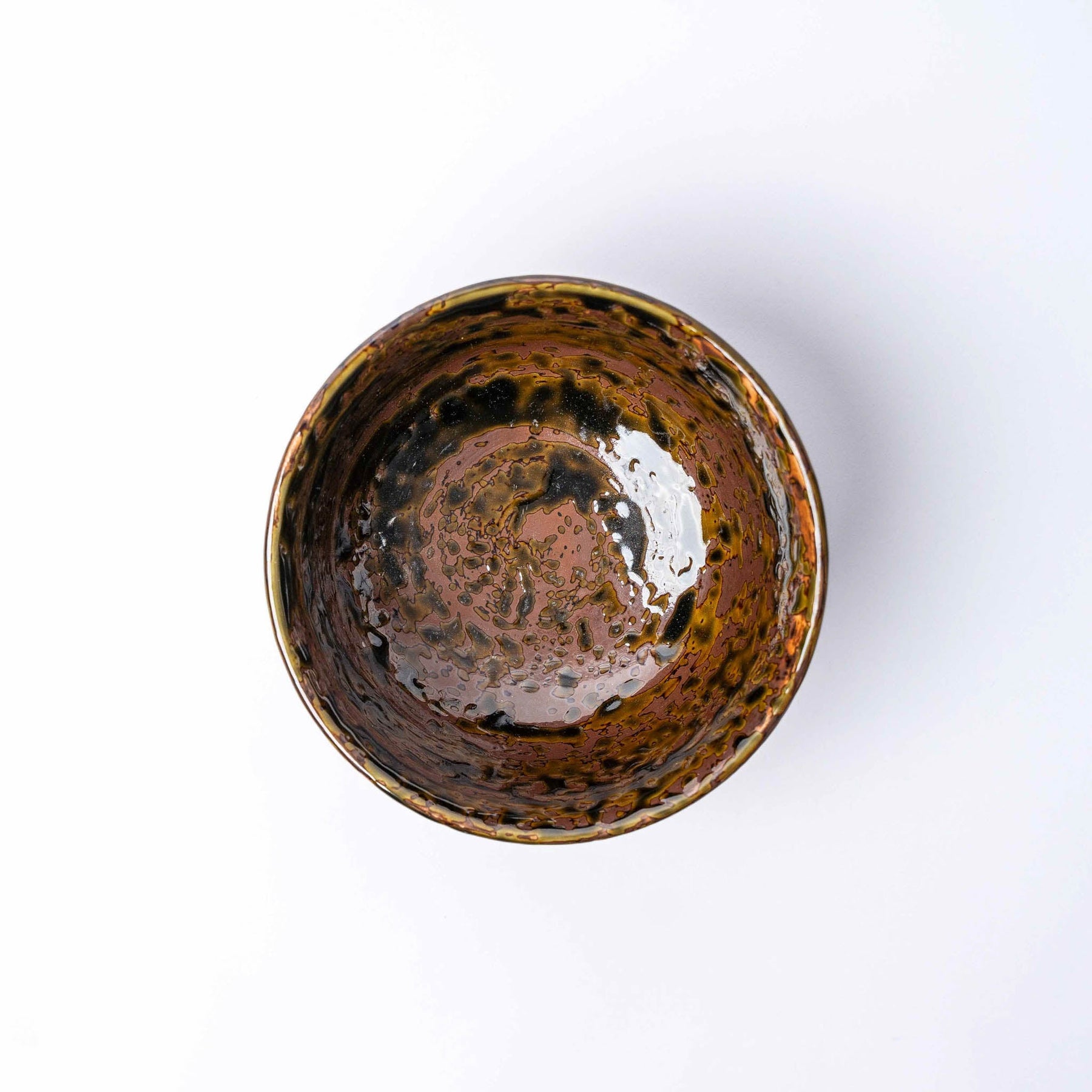 Premium Bowl – Light Brown Moss Swirl Glaze 17cm
