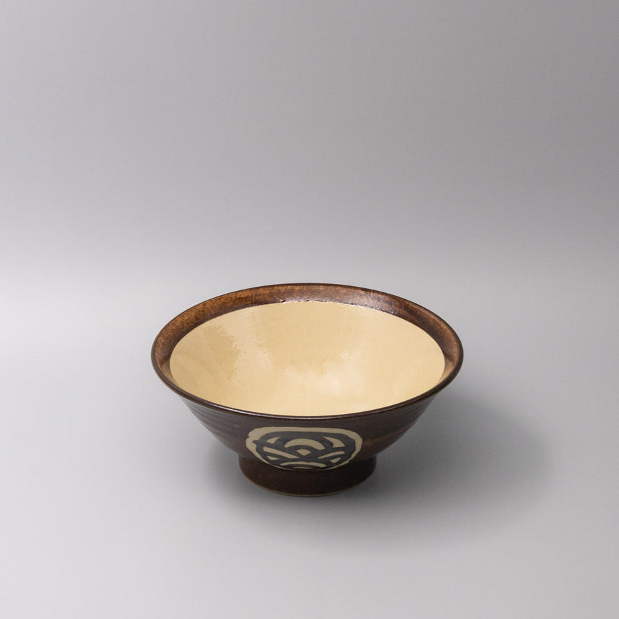 Premium 22cm Toffee Mon Glaze Udon Bowl 1000ml Dishwasher Microwave Safe