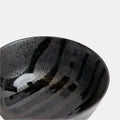 Premium Ceramic Fluted Udon Bowl – Gloss Black Stripes on Gunmetal Glaze 17cm